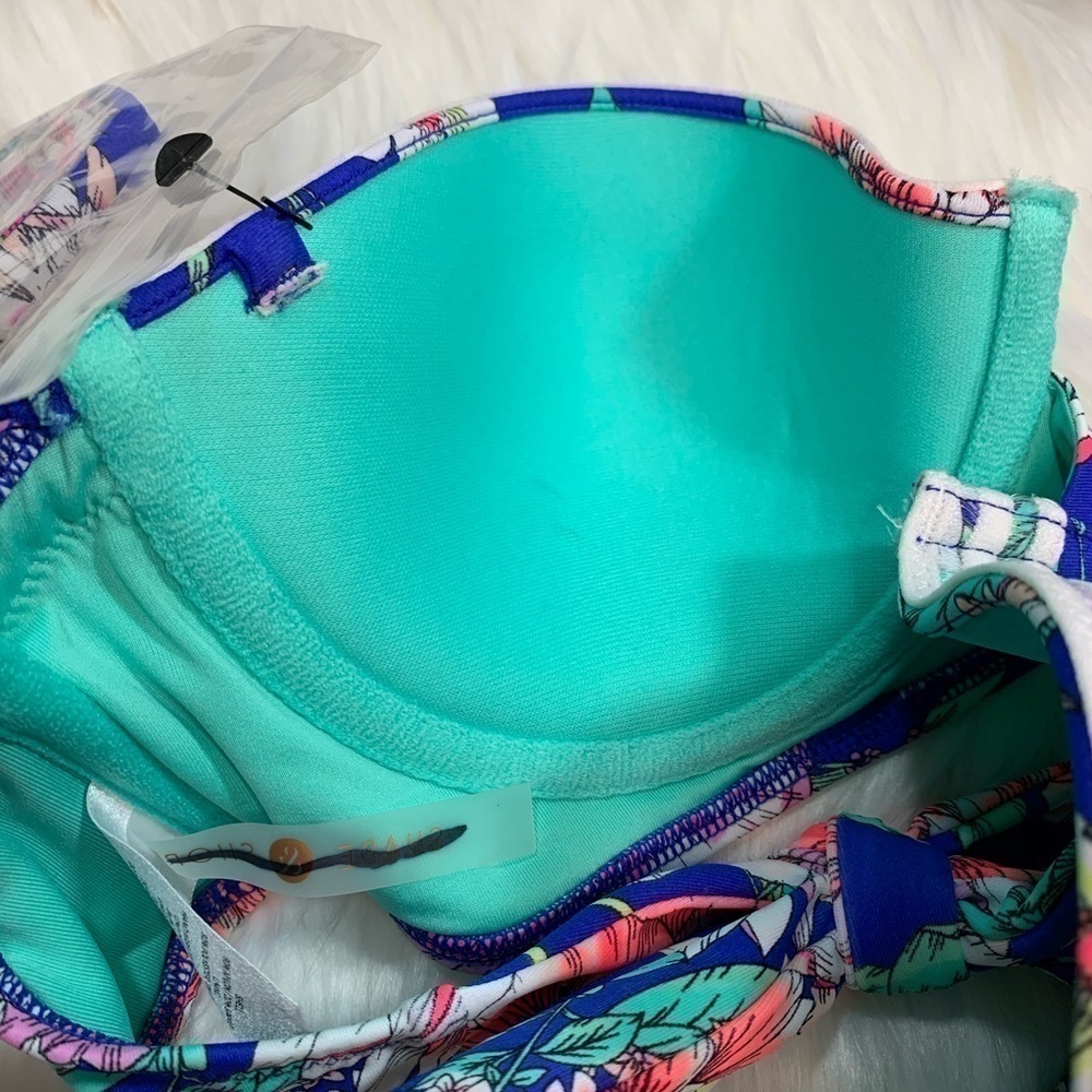 NWOT Shade & Shore Blues Floral Bikini Top 34B - Picture 8 of 10